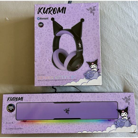 Limited Edition Sanrio Kuromi Razer Wireless RGB Headset HyperClear Cardioid Mic - Picture 13 of 14